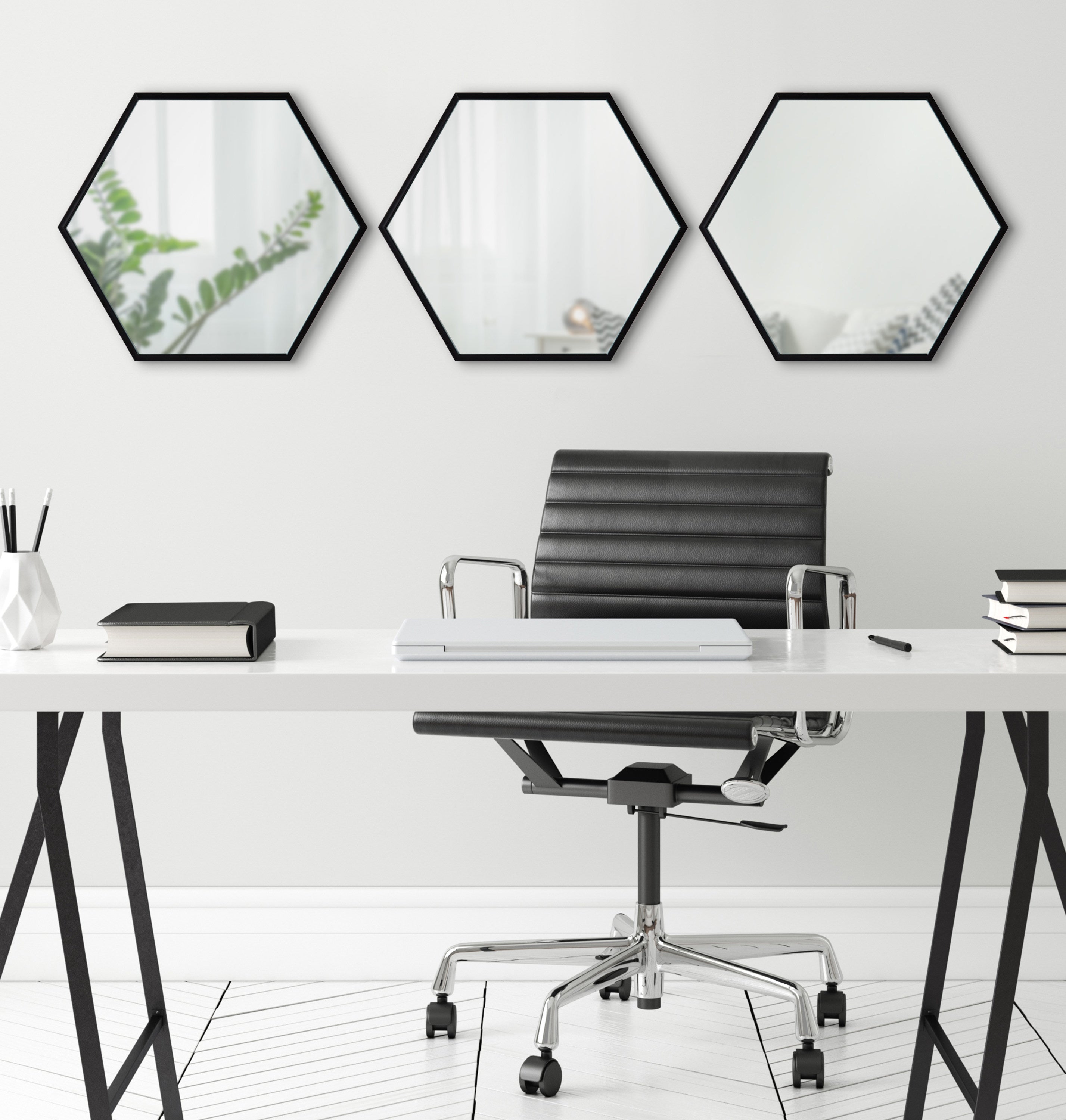 Rhodes Framed Hexagon Wall Mirror Set