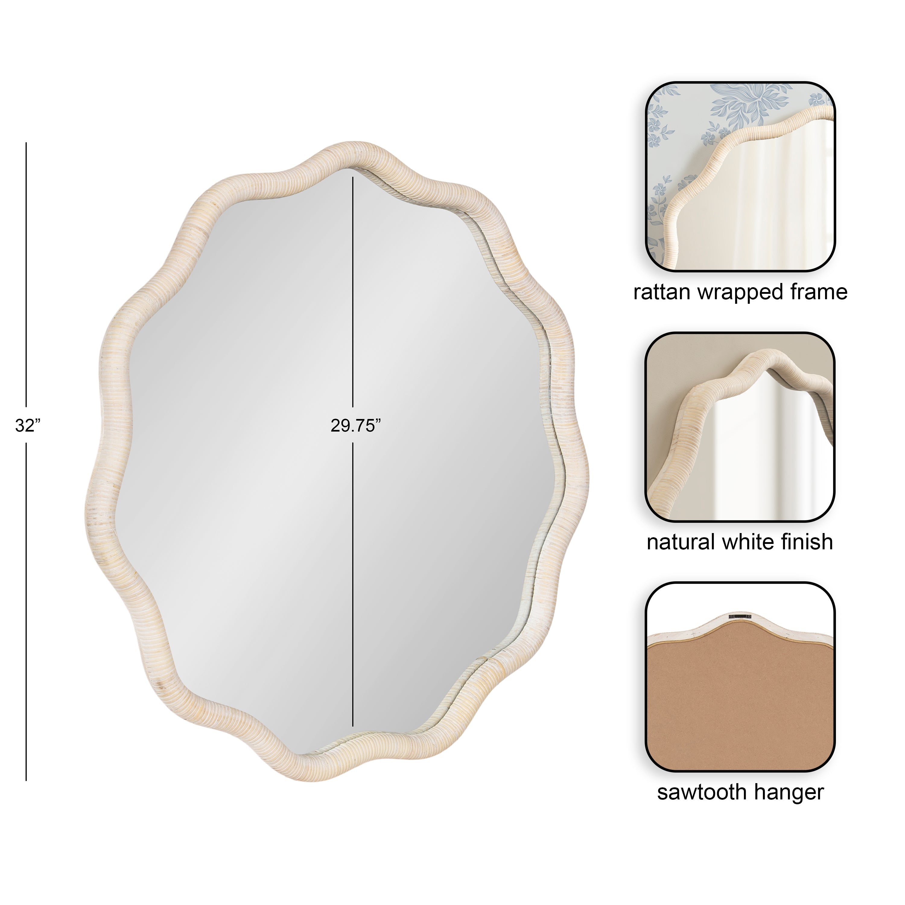 Rahfy Scallop Framed Wall Mirror