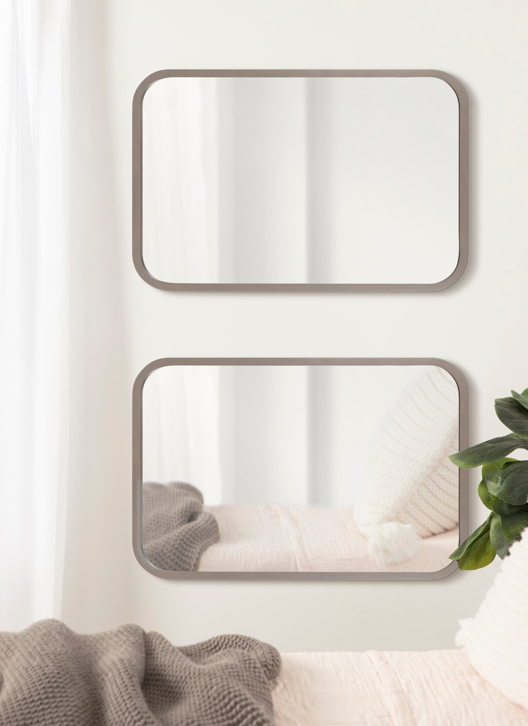 Hutton Wood Framed Radius Rectangle Mirror