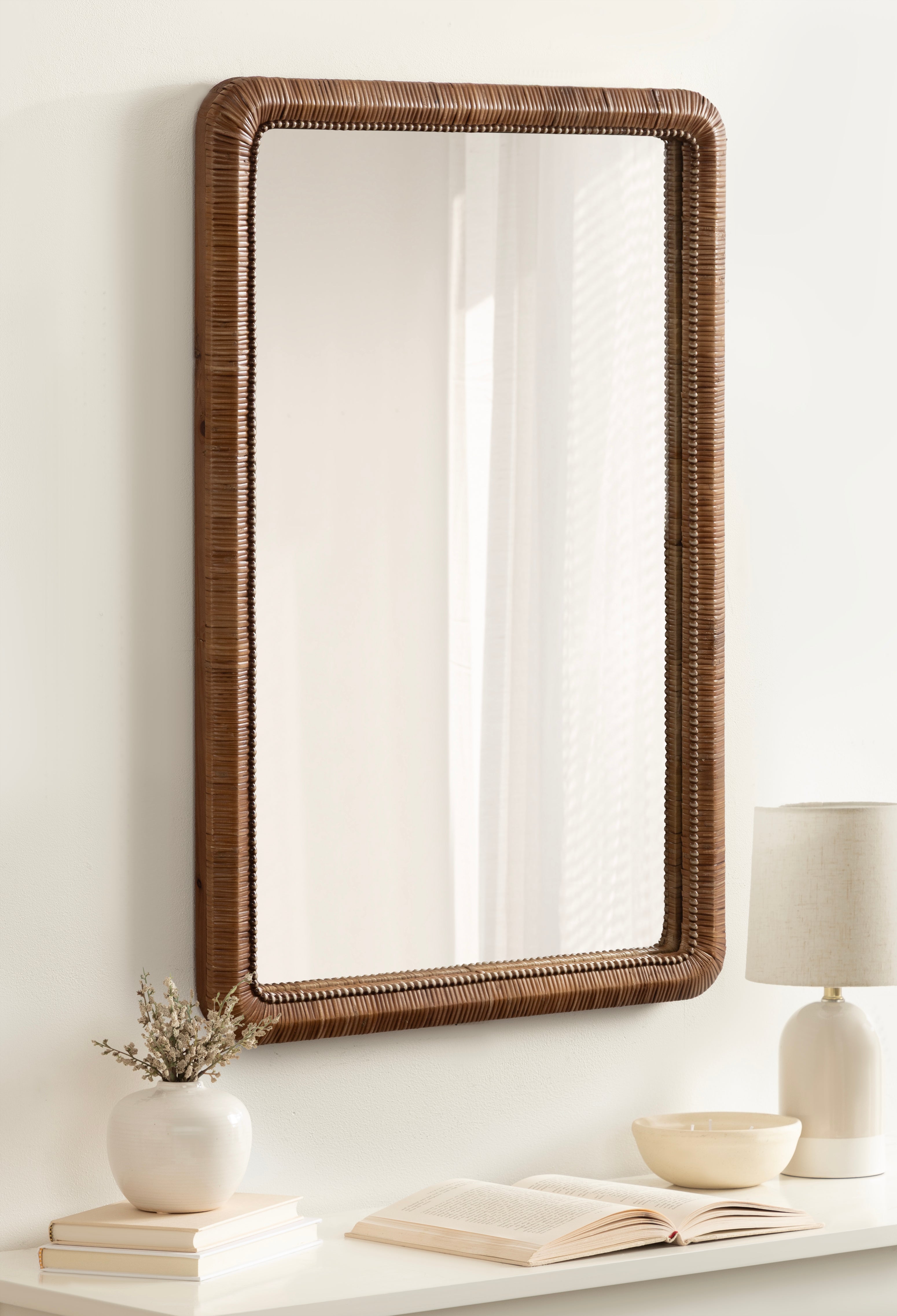 Rahfy Beaded Rectangle Framed Mirror