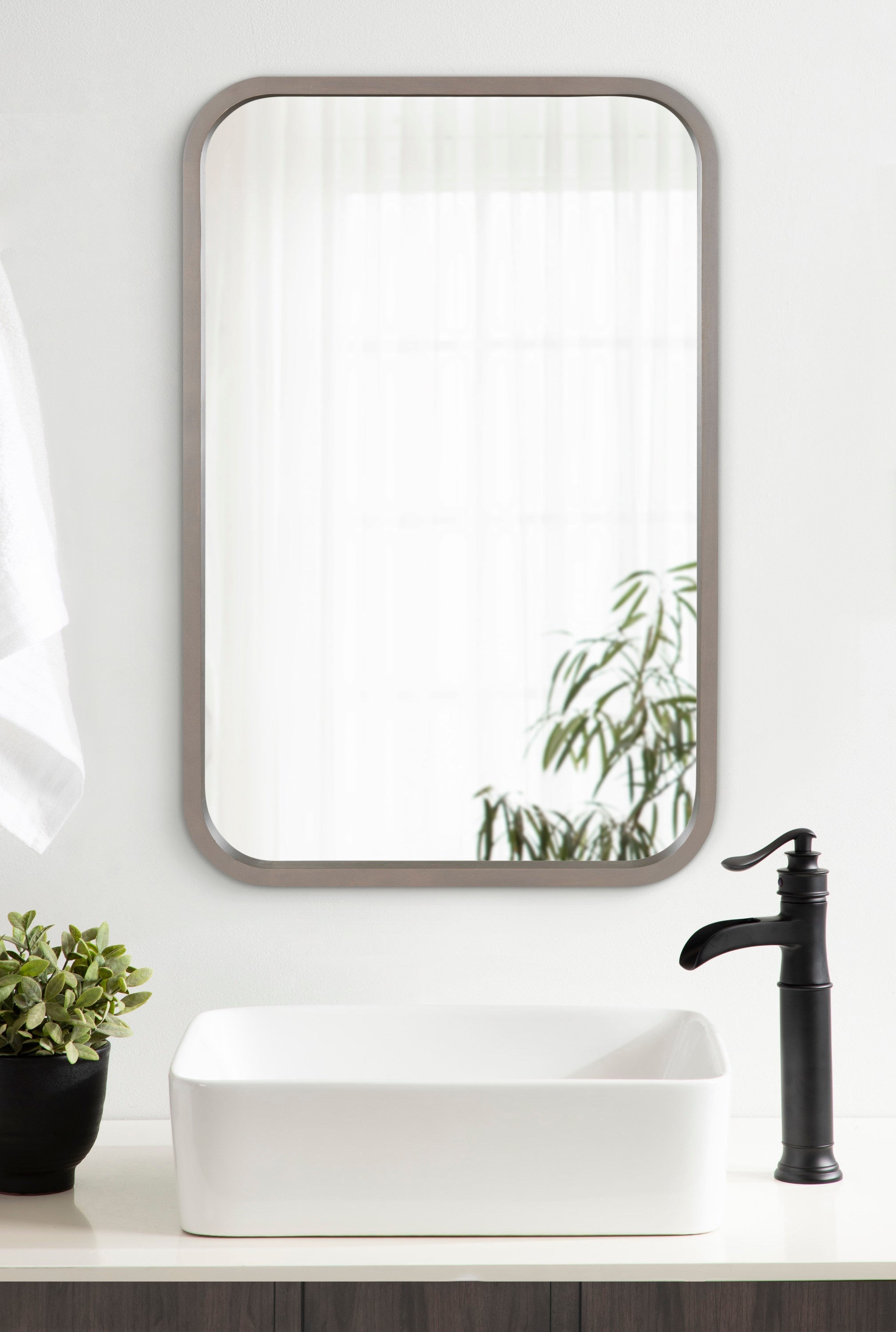 Hutton Wood Framed Radius Rectangle Mirror