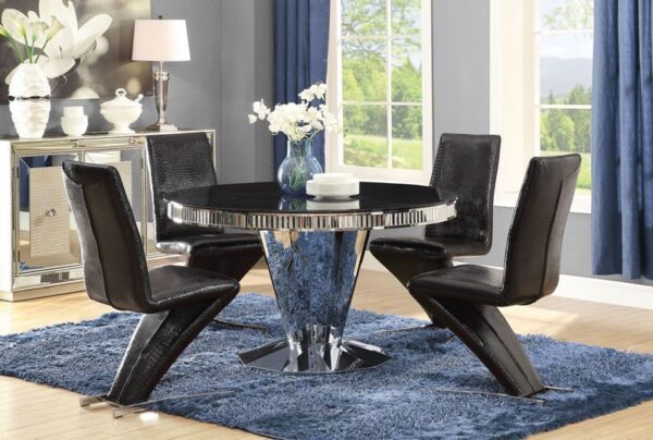 Barzini Contemporary Black and Chrome Five-Piece Dining Set - Image 2