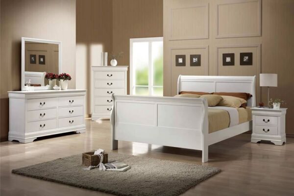 Louis Philippe Traditional Youth White Queen Bed