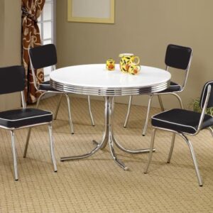 ROUND RETRO TABLE (WHITE/CHROME)